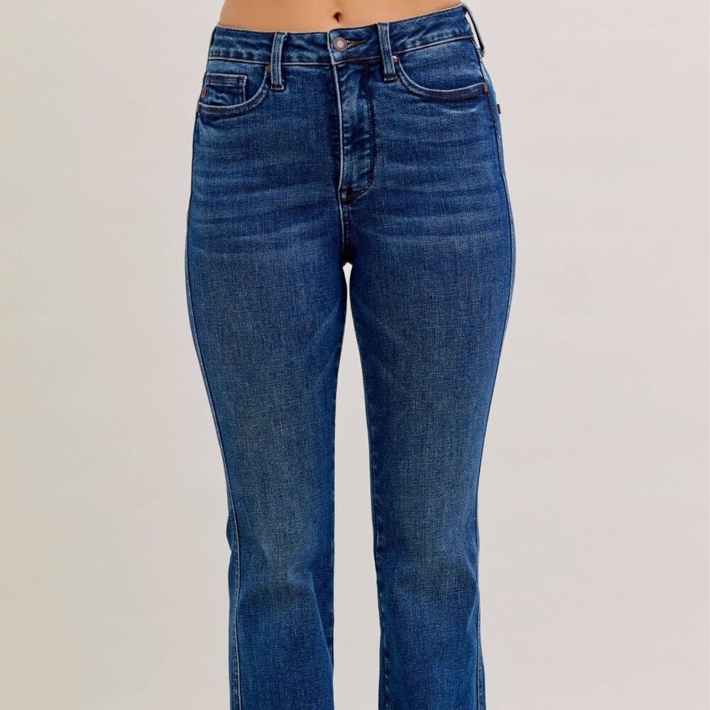 Judy Blue High Waist Dark Wash Tummy Control Bootcut, Short Inseam 30"